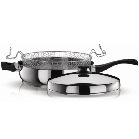 Τηγάνι βαθύ ανοξείδωτο 18/10 με καπάκι 28εκ Classic Pyramis 015028601