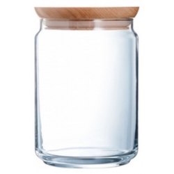 Βάζο τροφίμων γυάλινο με ξύλινο πώμα Pure 1000ml Luminarc P9612