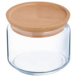 Βάζο τροφίμων γυάλινο με ξύλινο πώμα Pure 500ml Luminarc P9610