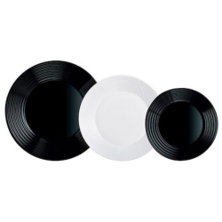 Πιάτα σετ 18 τεμαχίων γυάλινα πυράντοχα Harena λευκό-μαύρο Luminarc N1518