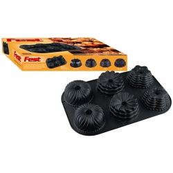 Φόρμα κέικ 6 θέσεων αλουμινίου αντικολλητική 34.5x22.5x4.6εκ Fest 6320001