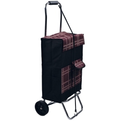 Καρότσι λαϊκής βαρέως τύπου υφασμάτινο Καρώ μαύρο-μπορντώ 100εκ Sidirela E-0831