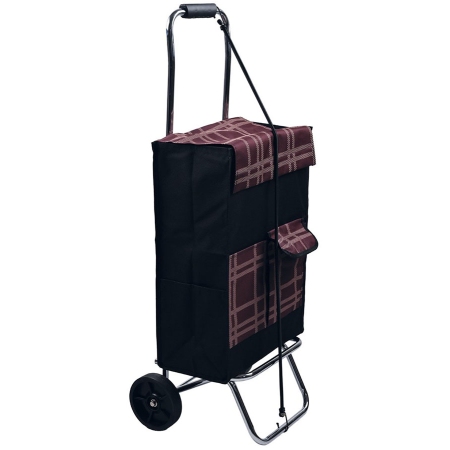 Καρότσι λαϊκής βαρέως τύπου υφασμάτινο Καρώ μαύρο-μπορντώ 100εκ Sidirela E-0831