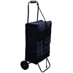 Καρότσι λαϊκής βαρέως τύπου υφασμάτινο Καρώ μαύρο-μπλε 100εκ Sidirela E-0831