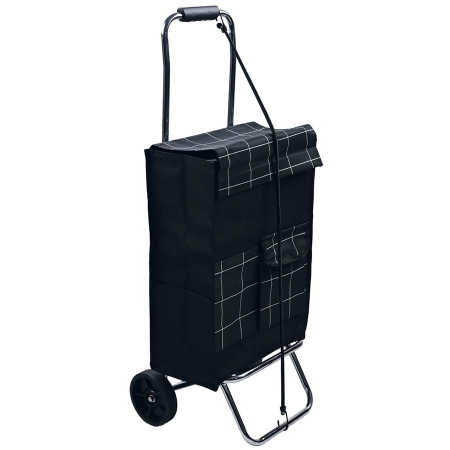 Καρότσι λαϊκής βαρέως τύπου υφασμάτινο Καρώ μαύρο 100εκ Sidirela E-0831