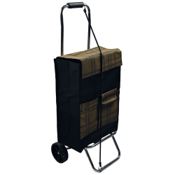 Καρότσι λαϊκής βαρέως τύπου υφασμάτινο Καρώ μαύρο-λαδί 100εκ Sidirela E-0831