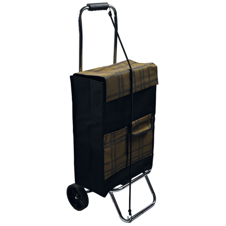 Καρότσι λαϊκής βαρέως τύπου υφασμάτινο Καρώ μαύρο-λαδί 100εκ Sidirela E-0831