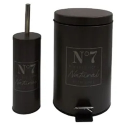 Σετ καδος πεντάλ 7Lt-πιγκάλ μεταλλικό Natural μαύρο Sidirela E-3659