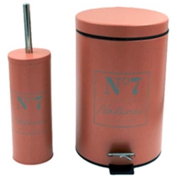 Σετ καδος πεντάλ 7Lt-πιγκάλ μεταλλικό Natural dusty pink Sidirela E-3659