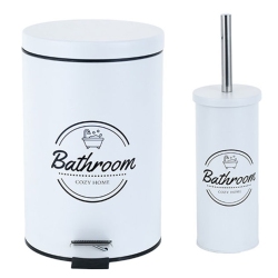 Σετ καδος πεντάλ 7Lt-πιγκάλ μεταλλικό Bathroom λευκό Sidirela E-3659