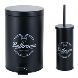Σετ καδος πεντάλ 7Lt-πιγκάλ μεταλλικό Bathroom μαύρο Sidirela E-3659