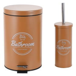 Σετ καδος πεντάλ 7Lt-πιγκάλ μεταλλικό Bathroom καφέ Sidirela E-3659