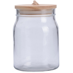 Βάζο αποθήκευσης γυάλινο με ξύλινο πώμα 775ml Sidirela E-3684