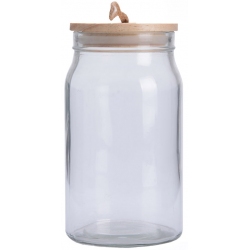 Βάζο αποθήκευσης γυάλινο με ξύλινο πώμα 1100ml Sidirela E-3685