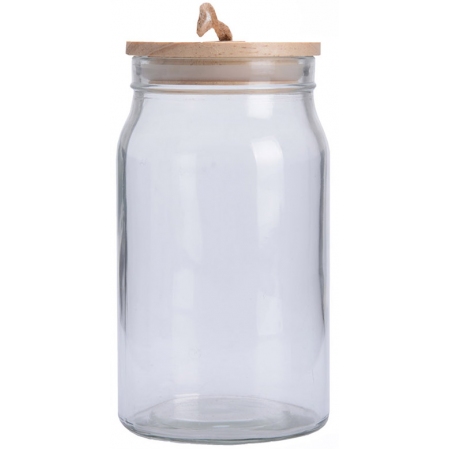 Βάζο αποθήκευσης γυάλινο με ξύλινο πώμα 1100ml Sidirela E-3685