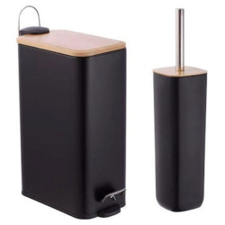 Σετ καδος πεντάλ 7Lt-πιγκάλ μεταλλικό-πλαστικό μαύρο-natural Sidirela E-1810