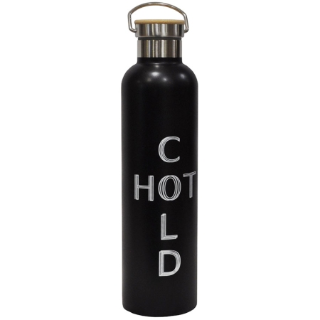 Μπουκάλι θερμός ανοξείδωτο Eco μαύρο 1Lt Sidirela E-4351