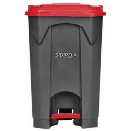 Κάδος απορριμμάτων πλαστικός ανθρακί-κόκκινο 50Lt Sidirela E-3621