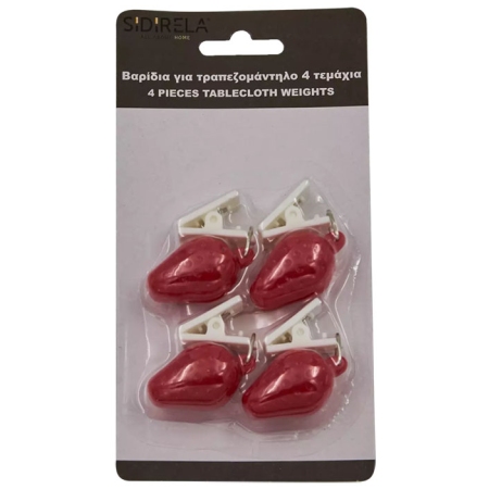 Βαρίδια για τραπεζομάντηλο σετ 4 τεμαχίων Φράουλες Sidirela E-0383
