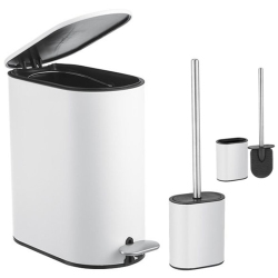 Σετ καδος πεντάλ 5Lt-πιγκάλ μεταλλικό-πλαστικό λευκό Sidirela E-1538