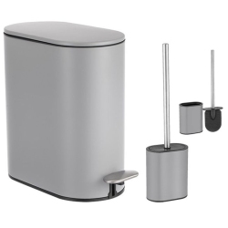 Σετ καδος πεντάλ 5Lt-πιγκάλ μεταλλικό-πλαστικό γκρι Sidirela E-1538