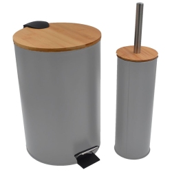 Σετ καδος πεντάλ 7Lt-πιγκάλ μεταλλικό γκρι-natural Sidirela E-3721