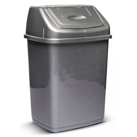 Κάδος απορριμμάτων πλαστικός ασημί 16Lt Sidirela E-1540