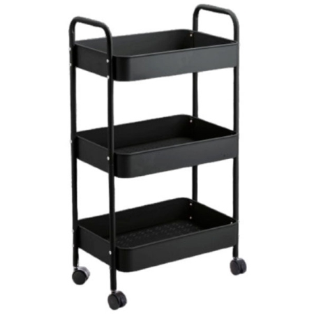 Μανάβης τρόλλεϋ μεταλλικός 3 θέσεων μαύρο 44.5x29x77.5εκ Sidirela E-4606