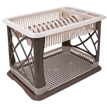 Πιατοθήκη 2όροφη πλαστική μπεζ 42x30x29εκ Sidirela E-1535