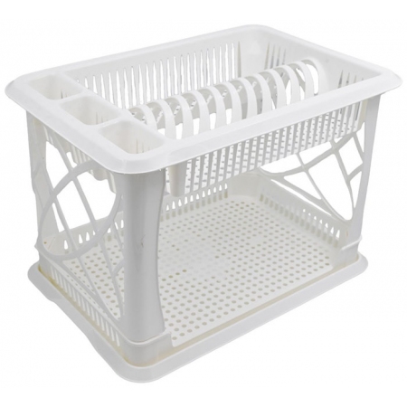 Πιατοθήκη 2όροφη πλαστική λευκή 42x30x29εκ Sidirela E-1535