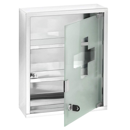 Ντουλαπάκι φαρμακείο ανοξείδωτο ασημί 30x12x40εκ Sidirela E-1215