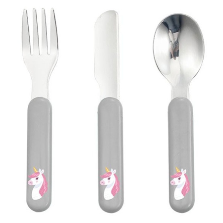 Σετ μαχαίρι-πηρούνι-κουτάλι παιδικό Μονόκερος 13.8εκ Sidirela E-4607