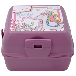 Φαγητοδοχείο παιδικό πλαστικό ροζ 1300ml Sidirela E-1972