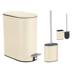 Σετ καδος πεντάλ 5Lt-πιγκάλ μεταλλικό-πλαστικό μπεζ Sidirela E-4730