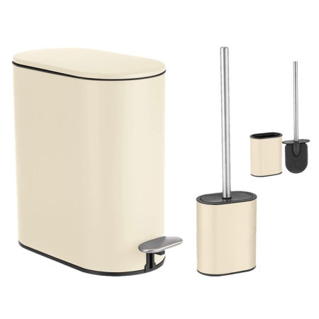 Σετ καδος πεντάλ 5Lt-πιγκάλ μεταλλικό-πλαστικό μπεζ Sidirela E-4730