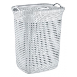 Καλάθι απλύτων πλαστικό Rattan λευκό 52Lt Sidirela E-2238