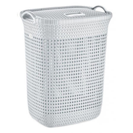 Καλάθι απλύτων πλαστικό Rattan λευκό 52Lt Sidirela E-2238