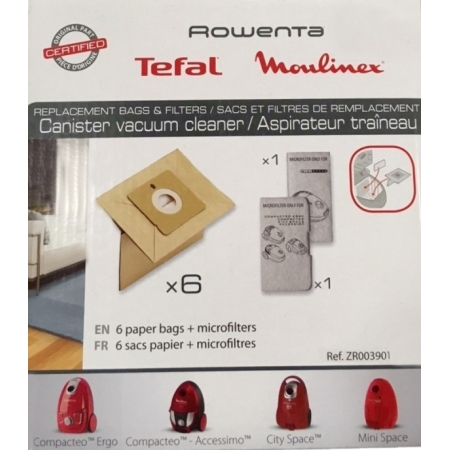 Σακούλες σκούπας 6 τεμάχια+2 φίλτρα Rowenta ZR003901 Original