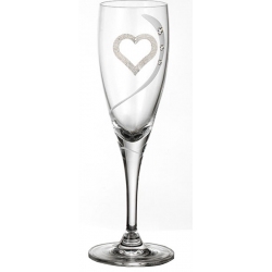 Ποτήρι σαμπάνιας γάμου Καρδιά με στρας 22εκ Γ5