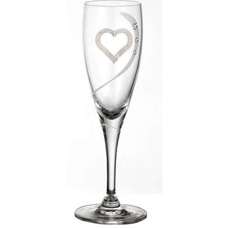 Ποτήρι σαμπάνιας γάμου Καρδιά με στρας 22εκ Γ5