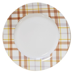 Πιάτα πορσελάνης σετ 20 τεμαχίων Καρώ καφέ-λιλά Marva Νο306