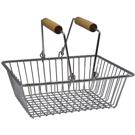 Φρουτιέρα-καλάθι μεταλλικό-ξύλινο ασημί 27x23x10εκ Pol 4112012