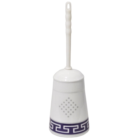 Πιγκάλ βουρτσάκι μπάνιου πορσελάνης Μαίανδρος λευκό-μωβ 12x40εκ Pol 4112046