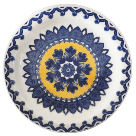 Πιάτο φρούτου κεραμικό μπλε-κίτρινο 20.5x2.5εκ Oxford 4112134