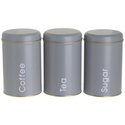 Βάζα αποθήκευσης σετ 3 τεμαχίων μεταλλικά γκρι 15εκ Click 6-60-151-0014