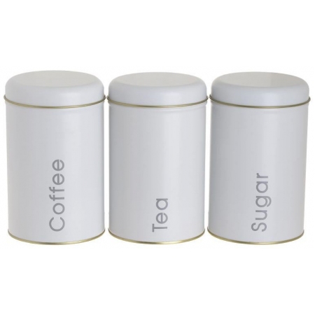 Βάζα αποθήκευσης σετ 3 τεμαχίων μεταλλικά λευκό 15εκ Click 6-60-151-0015
