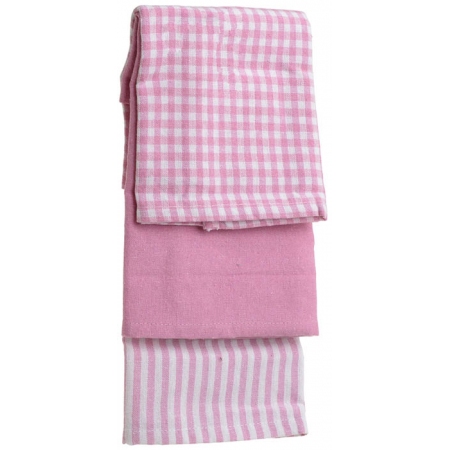 Πετσέτες κουζίνας σετ 3 τεμαχίων λευκό/ροζ Click 6-40-807-0030