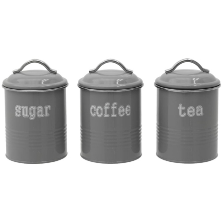 Βάζα αποθήκευσης σετ 3 τεμαχίων μεταλλικά γκρι 16εκ Click 6-60-373-0003