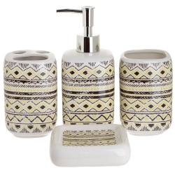 Αξεσουάρ μπάνιου σετ 4 τεμαχίων κεραμικό καφέ/κίτρινο Click 6-65-151-0008