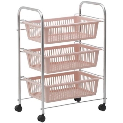 Μανάβης τρόλλεϋ μεταλλικός 3 θέσεων ροζ 48x33x66εκ Click 6-50-081-0004